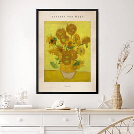 Obraz w ramie Vincent van Gogh "Słoneczniki" - reprodukcja z napisem. Plakat z passe partout