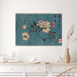 Plakat samoprzylepny Utugawa Hiroshige Drzeworyt kwiaty. Reprodukcja