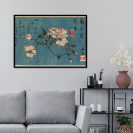 Plakat w ramie Utugawa Hiroshige Drzeworyt kwiaty. Reprodukcja