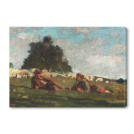 Obraz na płótnie Winslow Homer. Chłopiec i dziewczynka na polu z owcami. Reprodukcja