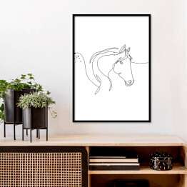 Plakat w ramie Koń - białe konie