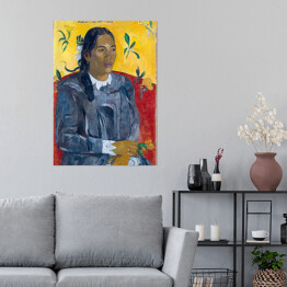 Plakat samoprzylepny Paul Gauguin "Tajlandzka kobieta z kwiatem" - reprodukcja