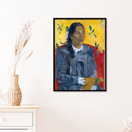 Plakat w ramie Paul Gauguin "Tajlandzka kobieta z kwiatem" - reprodukcja