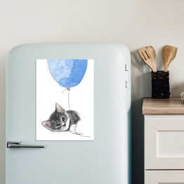 Magnes dekoracyjny Rysunek kota wpatrzonego w niebieski balon