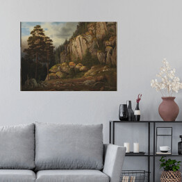 Plakat Magnus von Wright Krajobraz z urwiskiem skalnym. Reprodukcja
