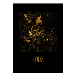 Plakat samoprzylepny Czarno złota mapa - Łódź