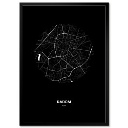 Obraz klasyczny Mapa Radomia w kole czarno-biała