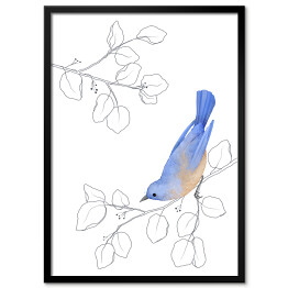 Obraz klasyczny Gałęzie drzew i niebiesko beżowy ptak