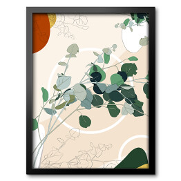 Kolekcja #inspiredspace - rośliny - eukaliptus na beżowym tle z białymi okręgami