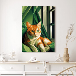 Obraz klasyczny Portret kota inspirowany sztuką - Tamara Łempicka 