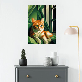 Plakat Portret kota inspirowany sztuką - Tamara Łempicka 