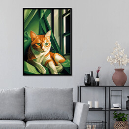 Plakat w ramie Portret kota inspirowany sztuką - Tamara Łempicka 