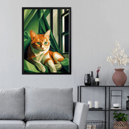Obraz w ramie Portret kota inspirowany sztuką - Tamara Łempicka 
