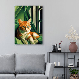 Obraz na płótnie Portret kota inspirowany sztuką - Tamara Łempicka 
