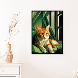 Plakat w ramie Portret kota inspirowany sztuką - Tamara Łempicka 