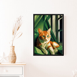 Obraz w ramie Portret kota inspirowany sztuką - Tamara Łempicka 