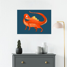 Plakat Prehistoria - pomarańczowy dinozaur