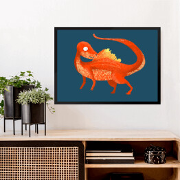 Obraz w ramie Prehistoria - pomarańczowy dinozaur