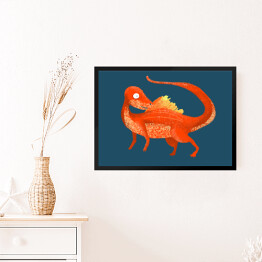 Obraz w ramie Prehistoria - pomarańczowy dinozaur