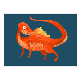 Plakat samoprzylepny Prehistoria - pomarańczowy dinozaur