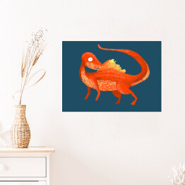 Plakat samoprzylepny Prehistoria - pomarańczowy dinozaur