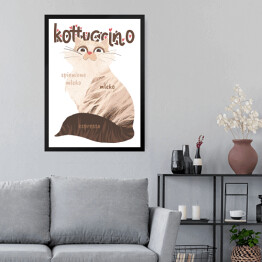 Obraz w ramie Kawa z kotem - kottuccino