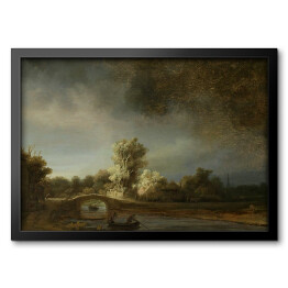 Obraz w ramie Rembrandt "Pejzaż z kamiennym mostem" - reprodukcja