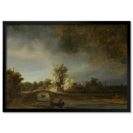 Plakat w ramie Rembrandt "Pejzaż z kamiennym mostem" - reprodukcja