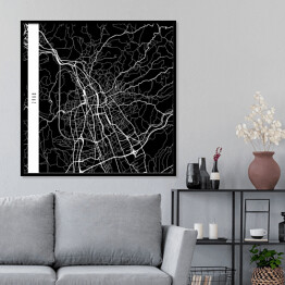 Plakat w ramie Mapy miast świata - Graz - czarna