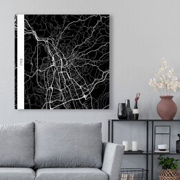 Obraz na płótnie Mapy miast świata - Graz - czarna