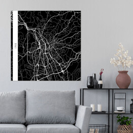 Plakat samoprzylepny Mapy miast świata - Graz - czarna