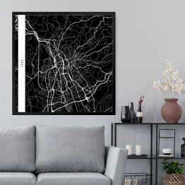 Obraz w ramie Mapy miast świata - Graz - czarna