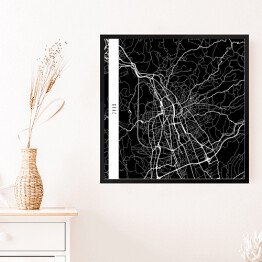 Obraz w ramie Mapy miast świata - Graz - czarna