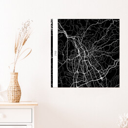 Plakat samoprzylepny Mapy miast świata - Graz - czarna