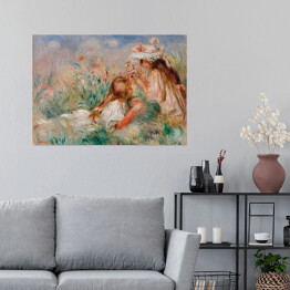 Plakat Auguste Renoir "Dziewczynki na łące zbierające bukiet kwiatów" - reprodukcja