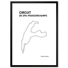 Plakat w ramie Circuit De Spa - Francorchamps - Tory wyścigowe Formuły 1 - białe tło