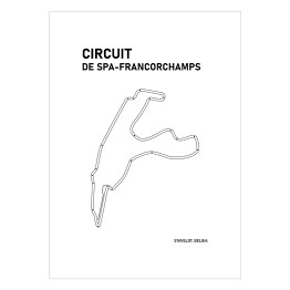 Plakat samoprzylepny Circuit De Spa - Francorchamps - Tory wyścigowe Formuły 1 - białe tło
