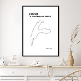 Plakat w ramie Circuit De Spa - Francorchamps - Tory wyścigowe Formuły 1 - białe tło