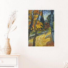 Plakat samoprzylepny Vincent van Gogh "Drzewa w ogrodzie szpitala Saint Paul" - reprodukcja
