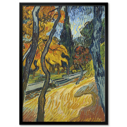 Plakat w ramie Vincent van Gogh "Drzewa w ogrodzie szpitala Saint Paul" - reprodukcja