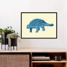 Plakat w ramie Prehistoria - niebieski dinozaur