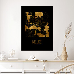 Plakat samoprzylepny Czarno złota mapa - Kielce