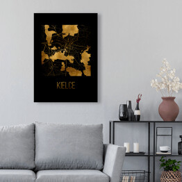 Obraz na płótnie Czarno złota mapa - Kielce