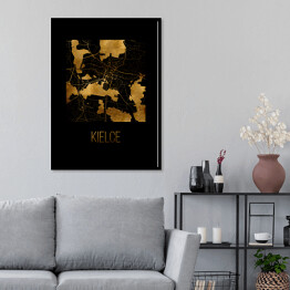 Plakat w ramie Czarno złota mapa - Kielce
