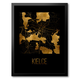 Obraz w ramie Czarno złota mapa - Kielce