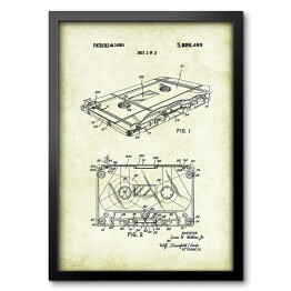 Obraz w ramie Kaseta magnetofonowa - patenty na rycinach vintage