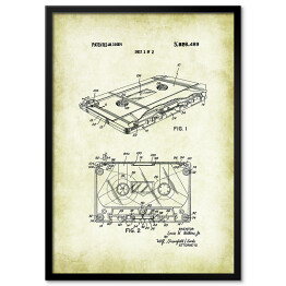 Plakat w ramie Kaseta magnetofonowa - patenty na rycinach vintage