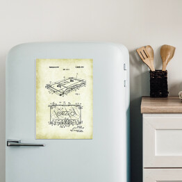 Magnes dekoracyjny Kaseta magnetofonowa - patenty na rycinach vintage