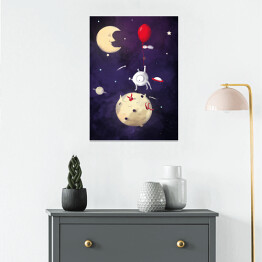 Plakat Ilustracja - księżyc, kosmos 