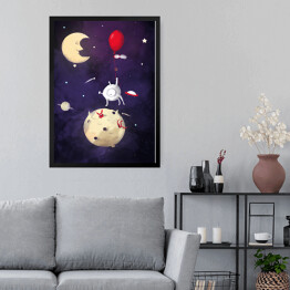 Obraz w ramie Ilustracja - księżyc, kosmos 